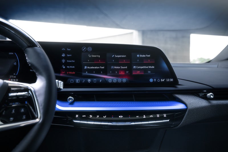 The 2026 OPTIQ-V Display Screen Displaying the V-Mode Settings | Prestige Cadillac in WARREN MI