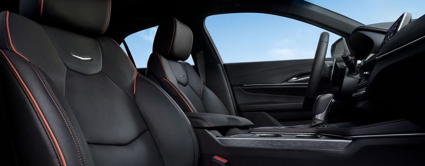 Black leather interior of a 2026 Cadillac CT4.