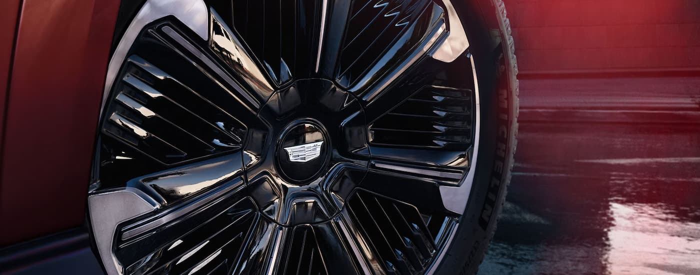 Black and silver accented rim on a 2026 Cadillac Escalade IQ