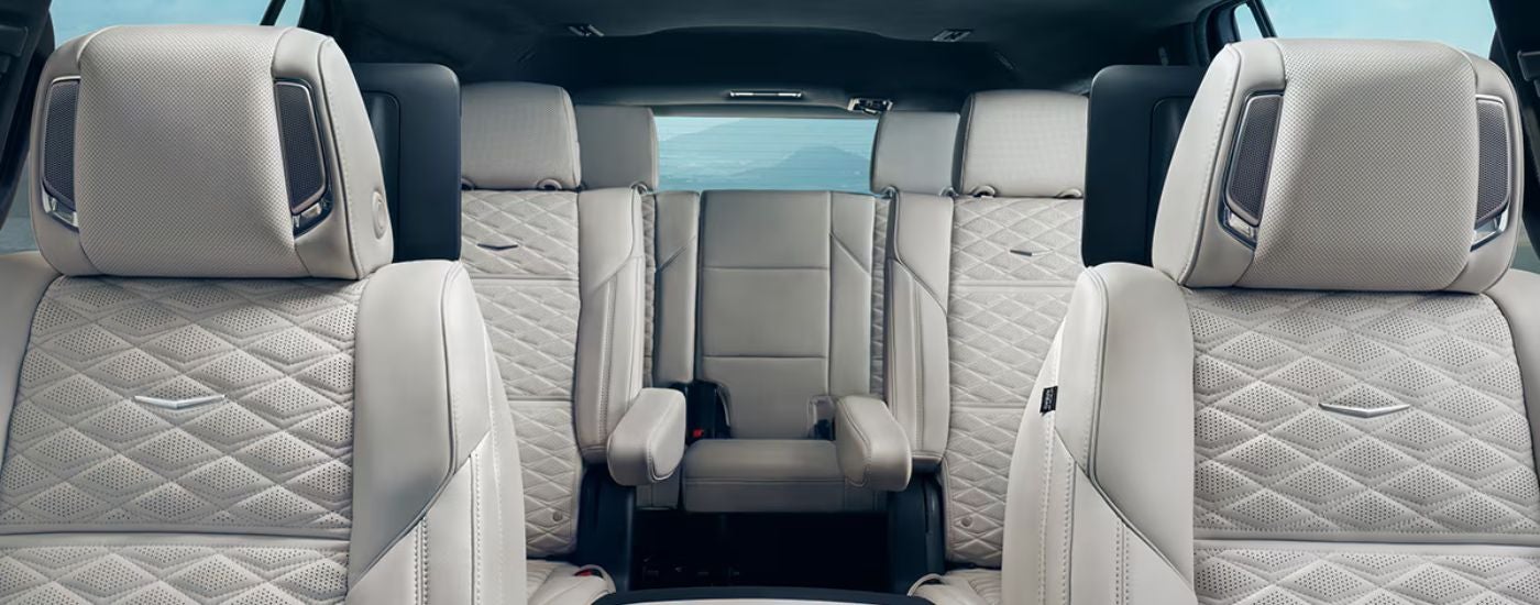 White interior of a 2026 Cadillac Escalade.
