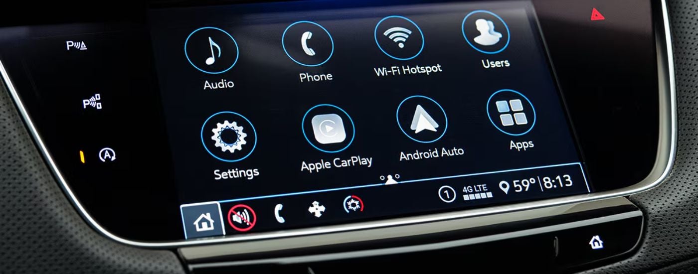 A close up of the infotainment display on a 2026 Cadillac XT5.