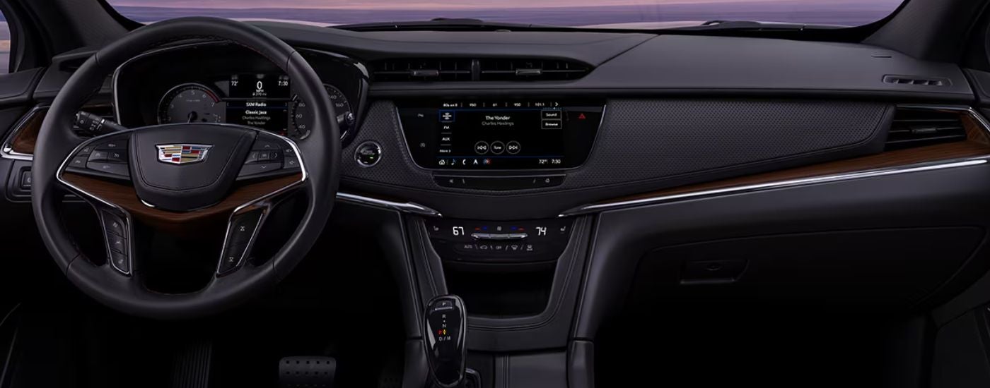 The black front interior of a 2026 Cadillac XT5.