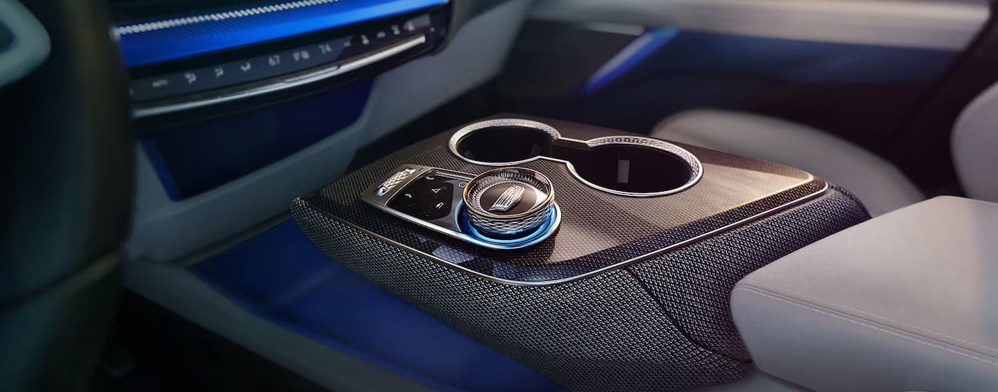 The center console of a 2025 Cadillac OPTIQ.