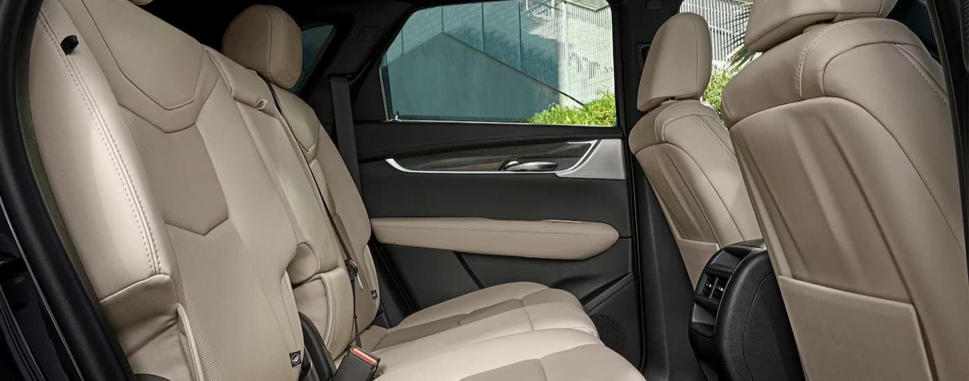 Black and white interior in a 2025 Cadillac XT5.