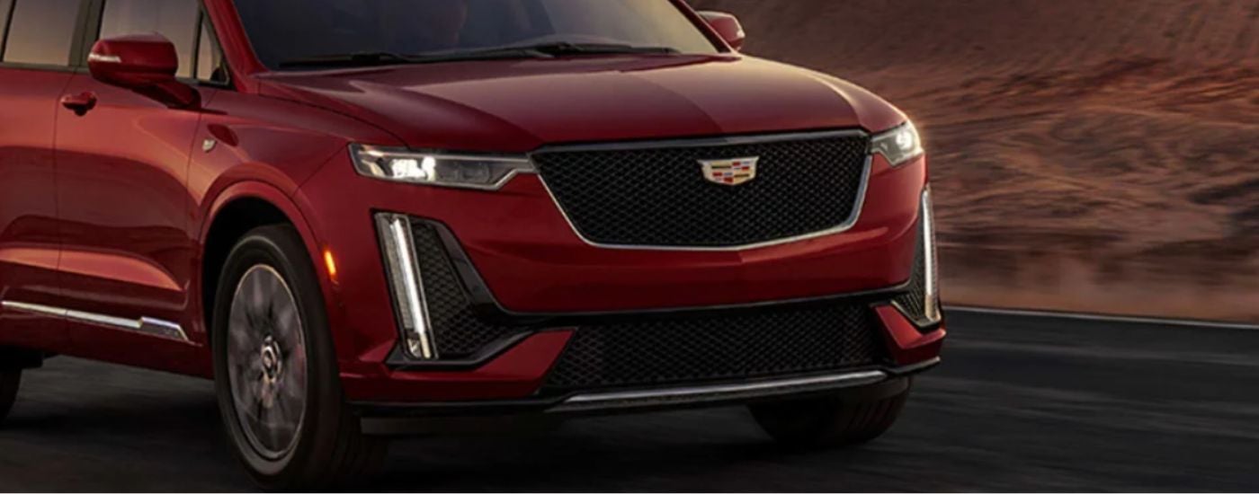 Close up of front grille on a 2026 Cadillac XT6.