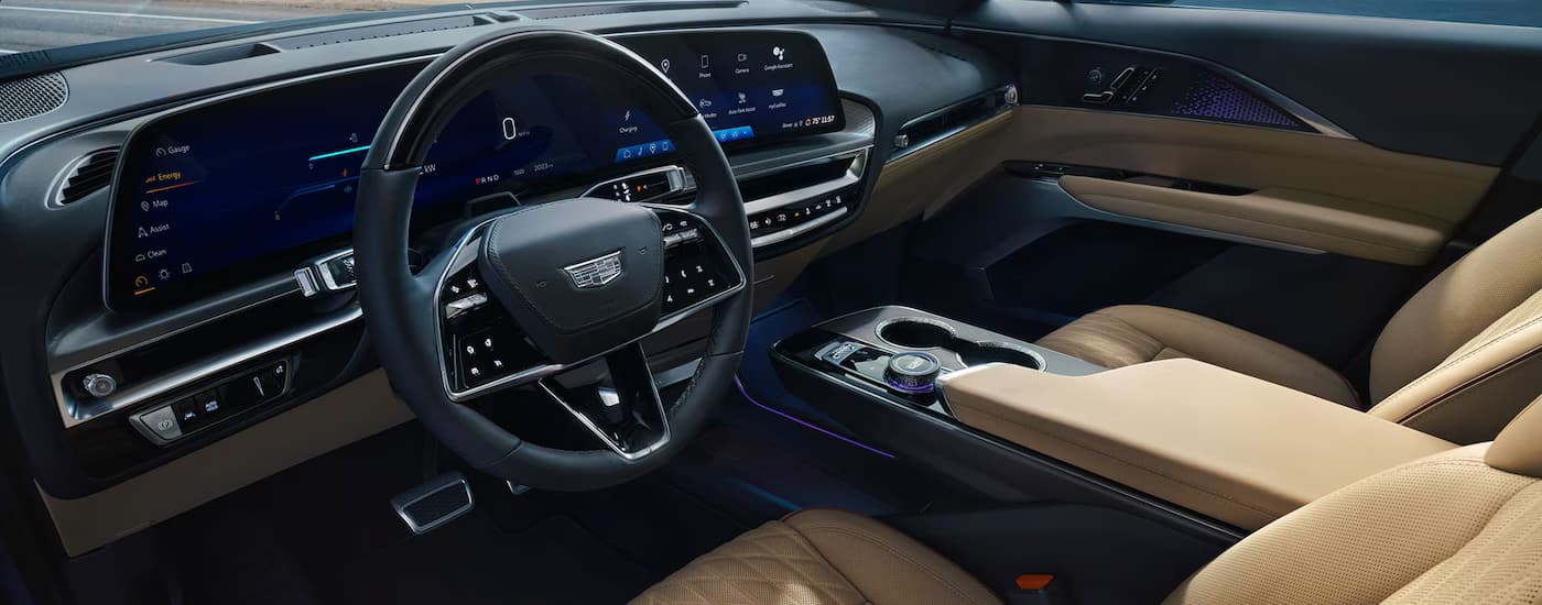 Steering wheel and dashboard on a 2025 Cadillac LYRIQ-V