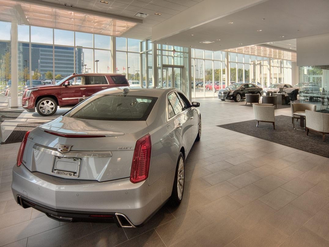 The interior of the Prestige Cadillac showroom floor